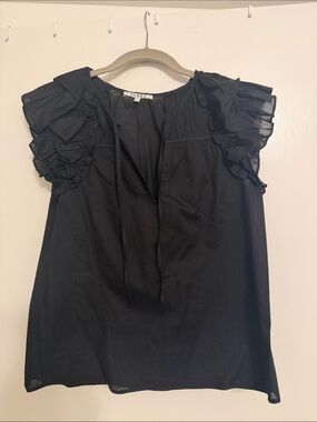 Serra Black Ruffle Sleeve Blouse